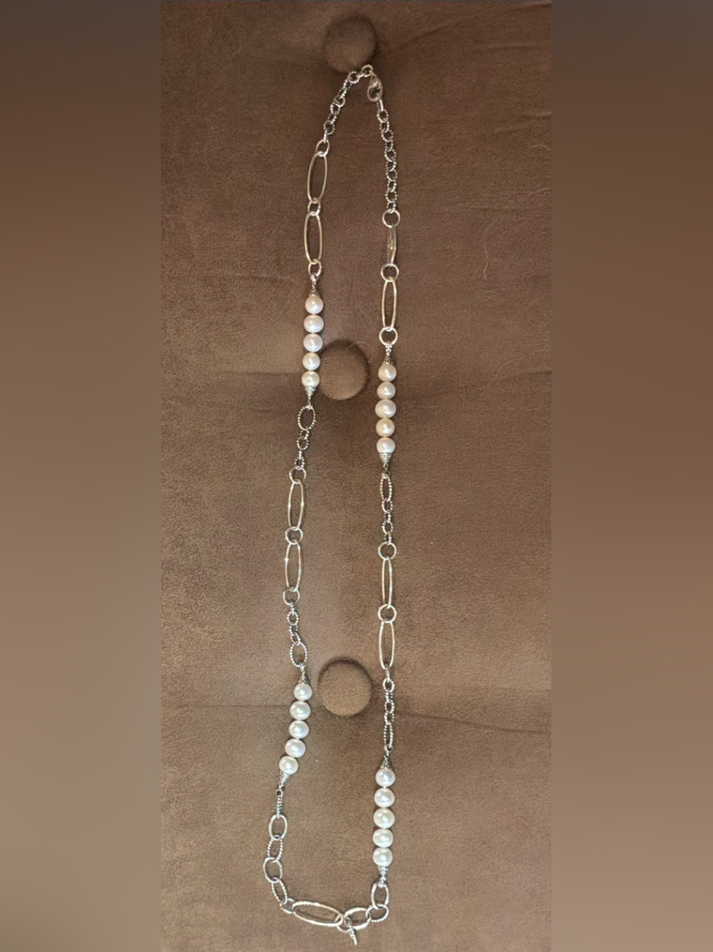 LAGOS Silver Link Necklace with White Pearls